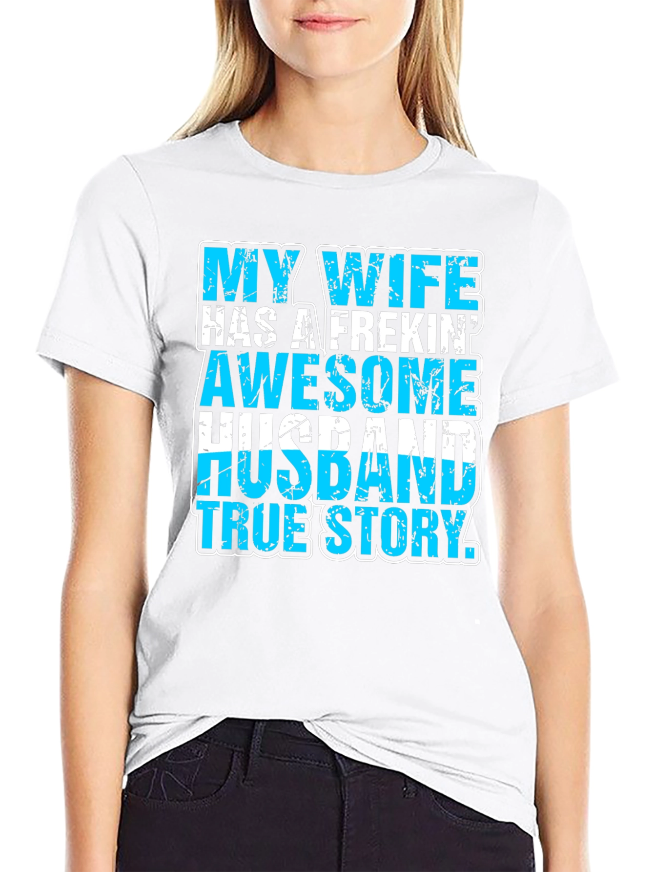 My Wife Awesome Husband T-Shirt Funny Graphic Tee