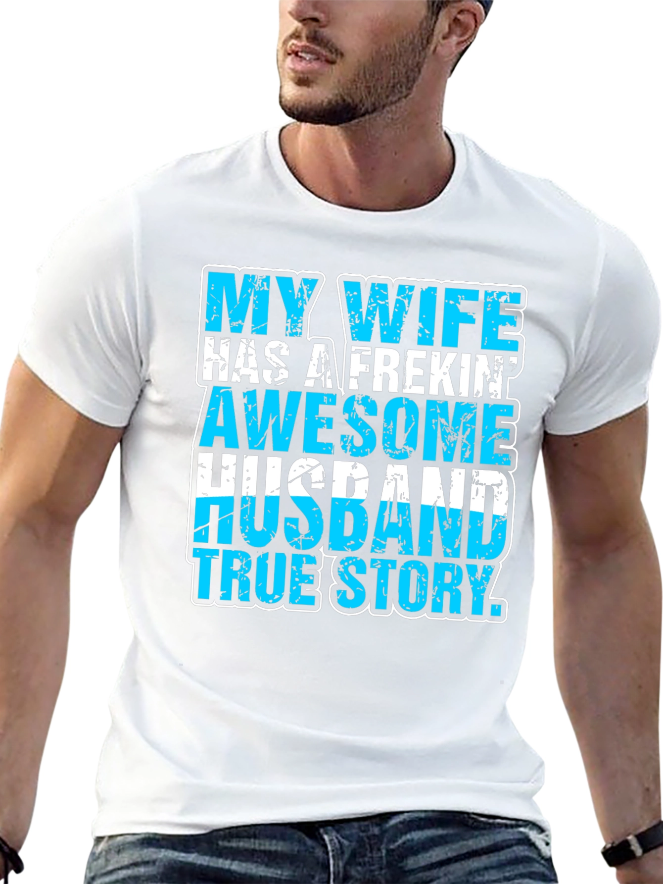 My Wife Awesome Husband T-Shirt Funny Graphic Tee