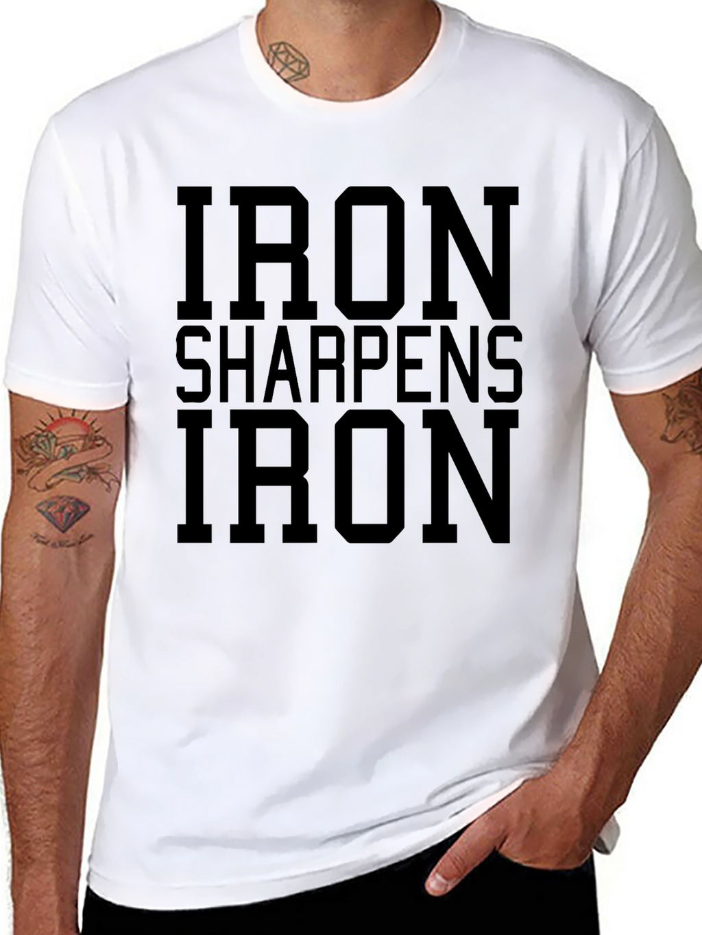 Iron Sharpens Iron Black T-Shirt Motivation