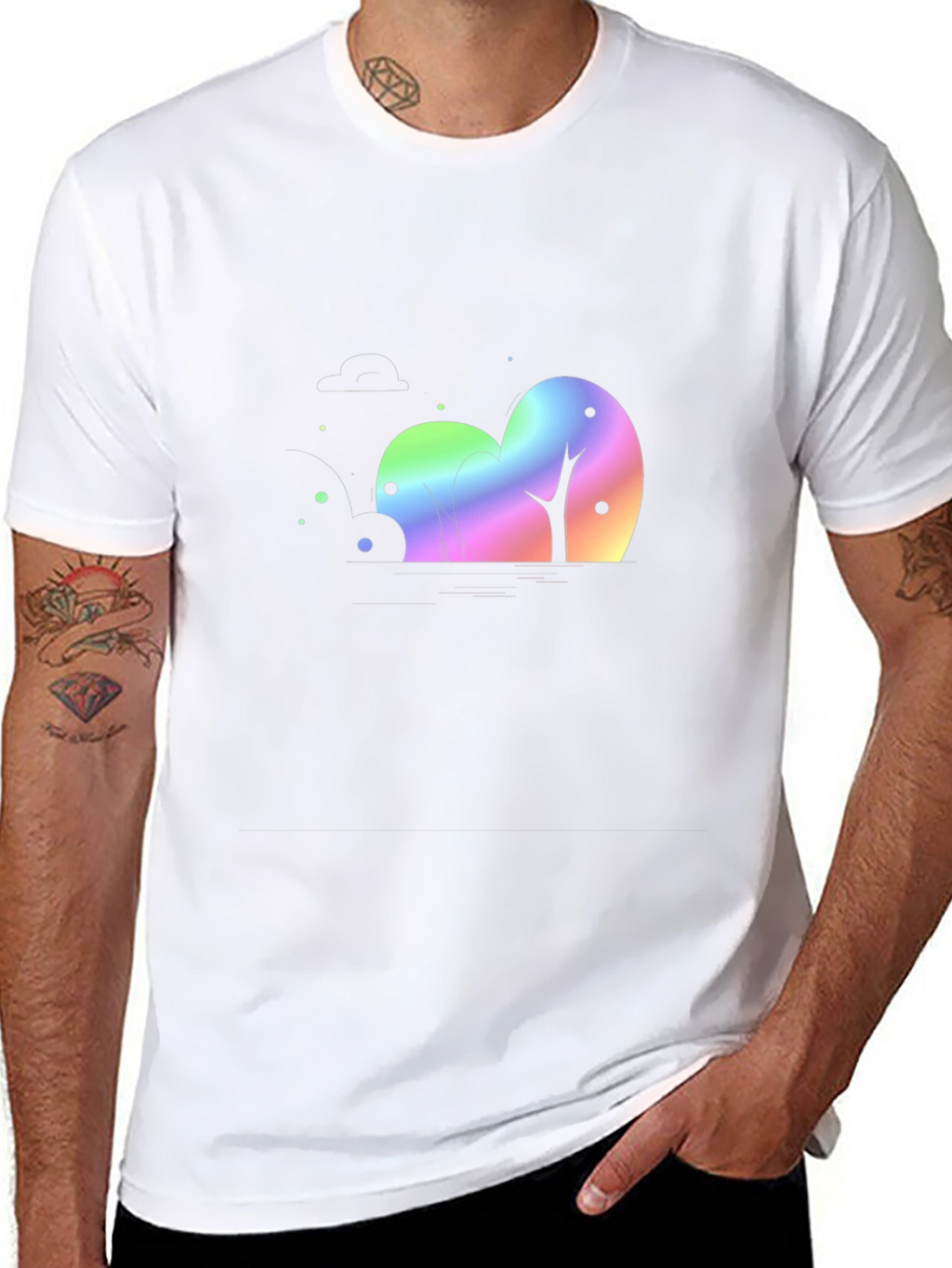 Rainbow Trees Black T-Shirt