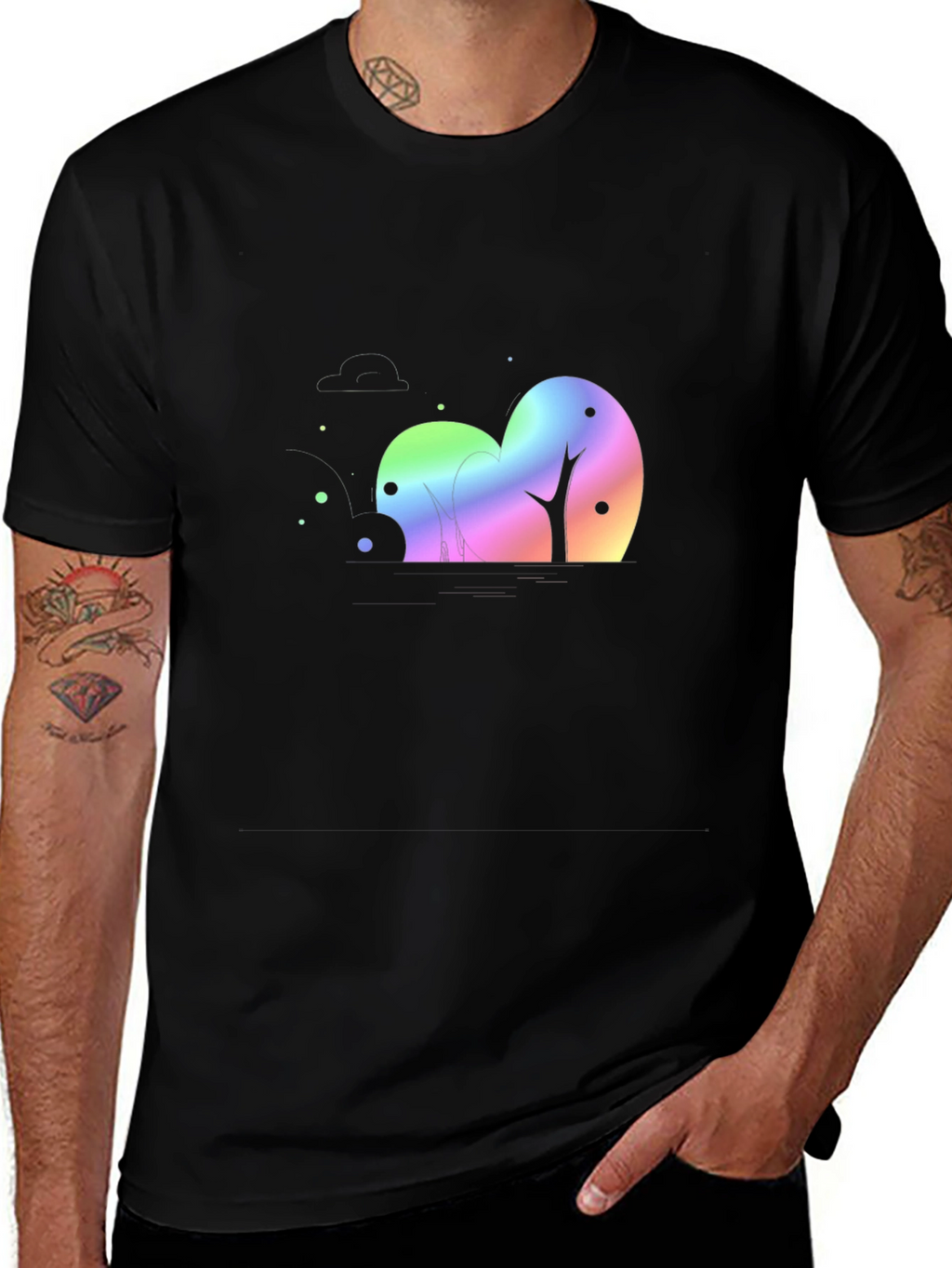 Rainbow Trees Black T-Shirt