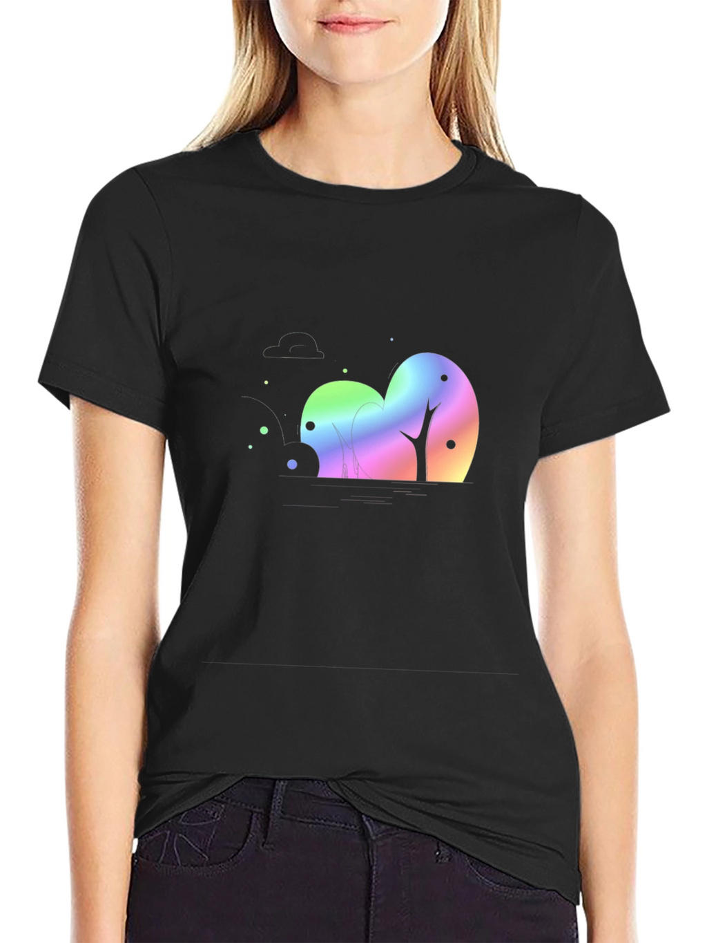 Rainbow Trees Black T-Shirt