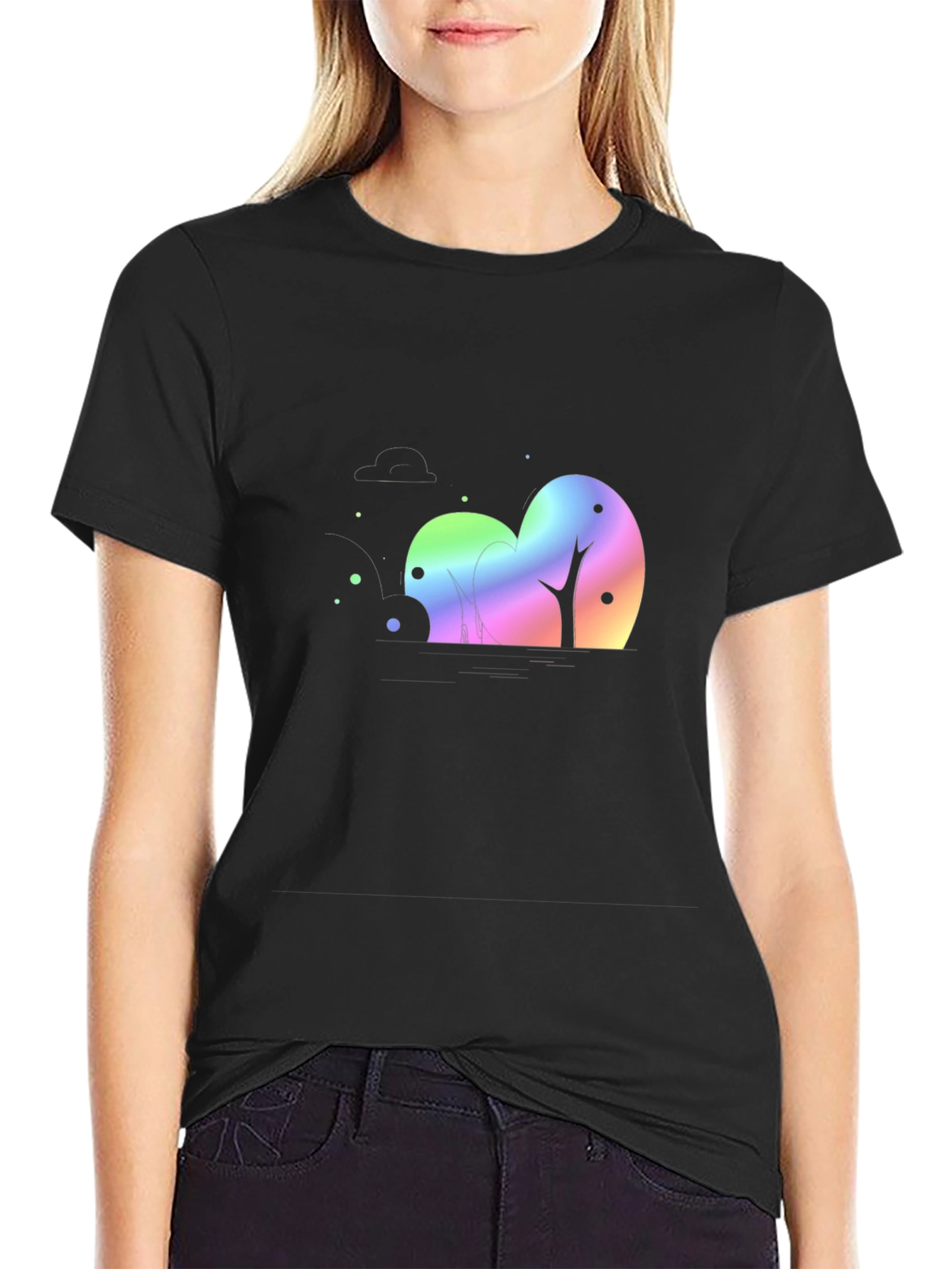 Rainbow Trees Black T-Shirt