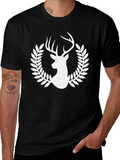 Deer Laurel Wreath Graphic T-Shirt