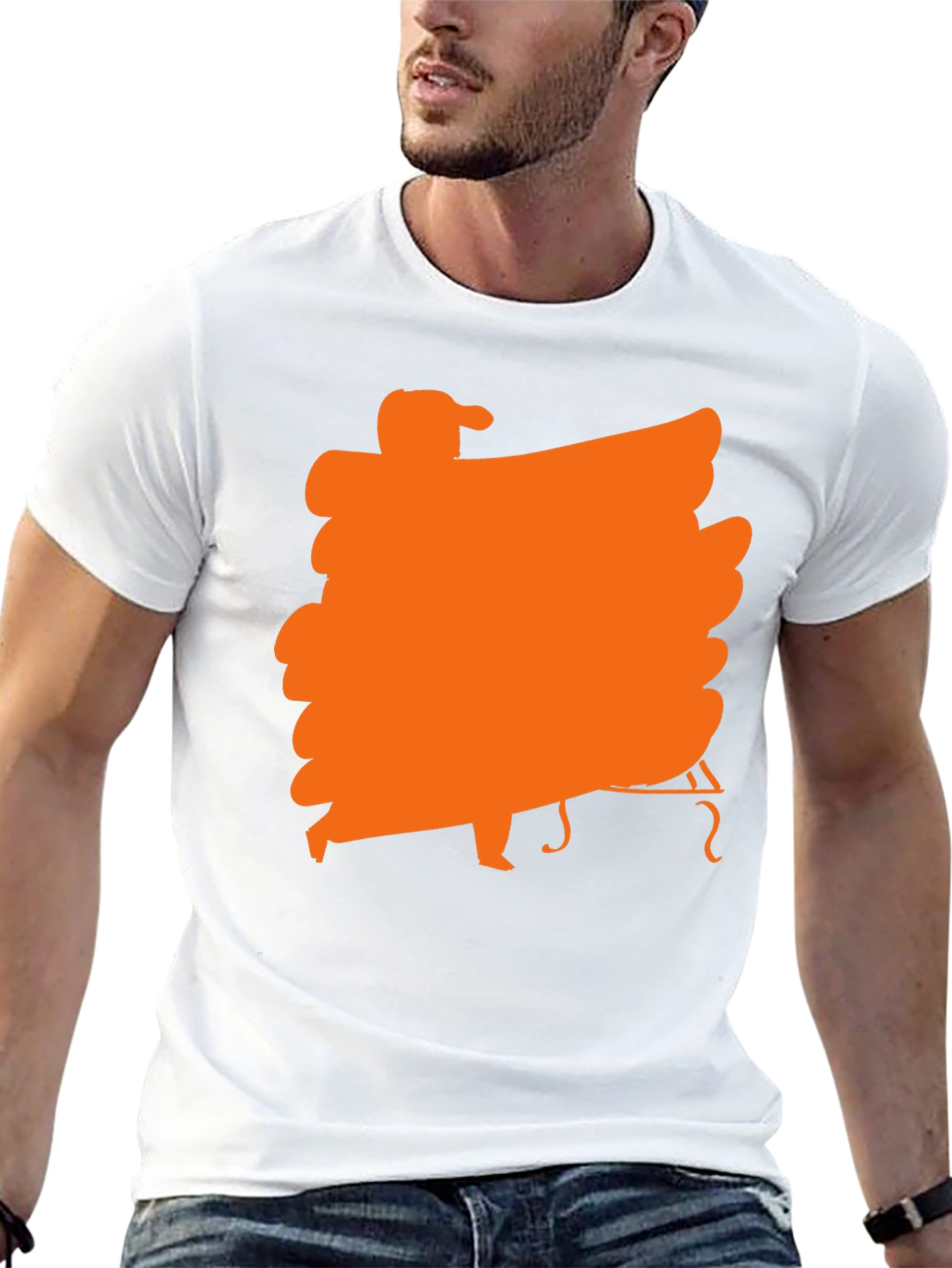 Black T-Shirt with Orange Musician Graphic