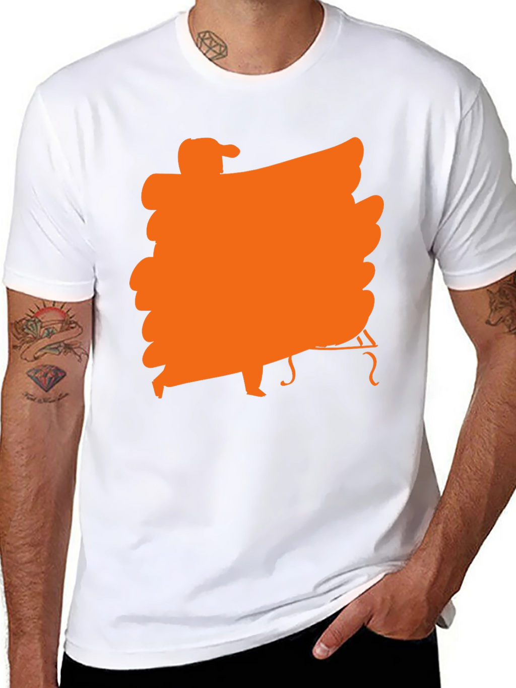 Black T-Shirt with Orange Musician Graphic
