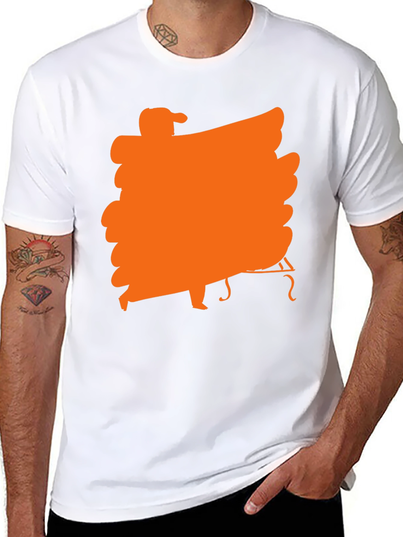 Black T-Shirt with Orange Musician Graphic