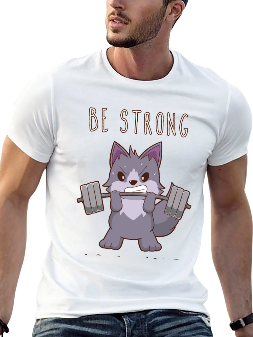 Be Strong Wolf Graphic T-Shirt - Black Cotton Tee