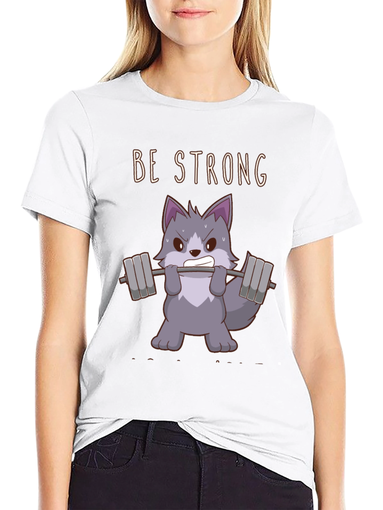 Be Strong Wolf Graphic T-Shirt - Black Cotton Tee