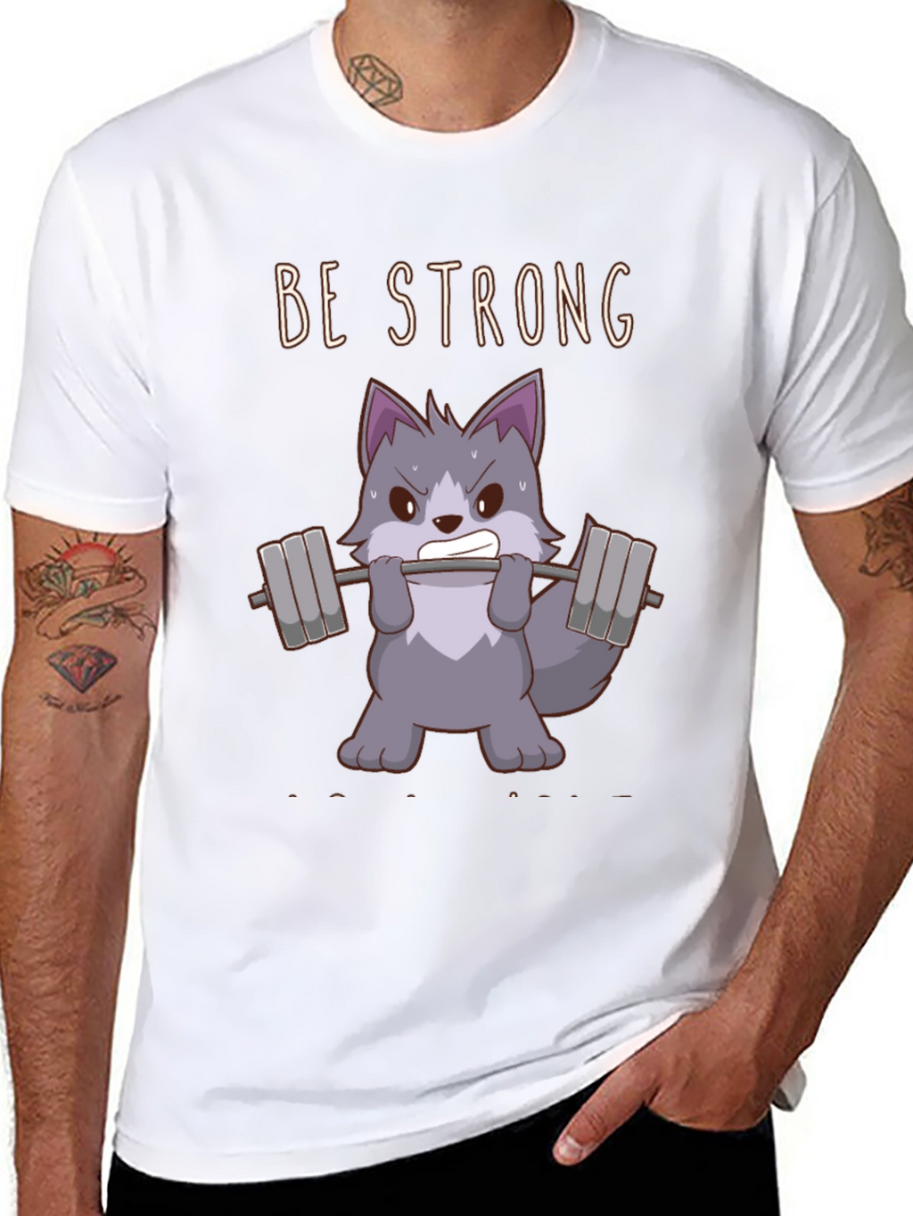 Be Strong Wolf Graphic T-Shirt - Black Cotton Tee