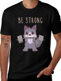 Be Strong Wolf Graphic T-Shirt - Black Cotton Tee