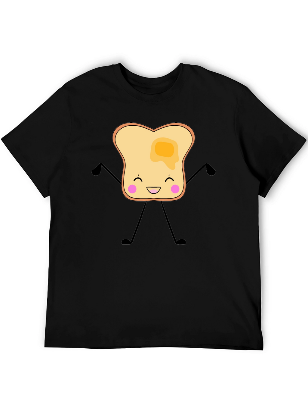 Funny Toast with Butter Graphic Black T-Shirt