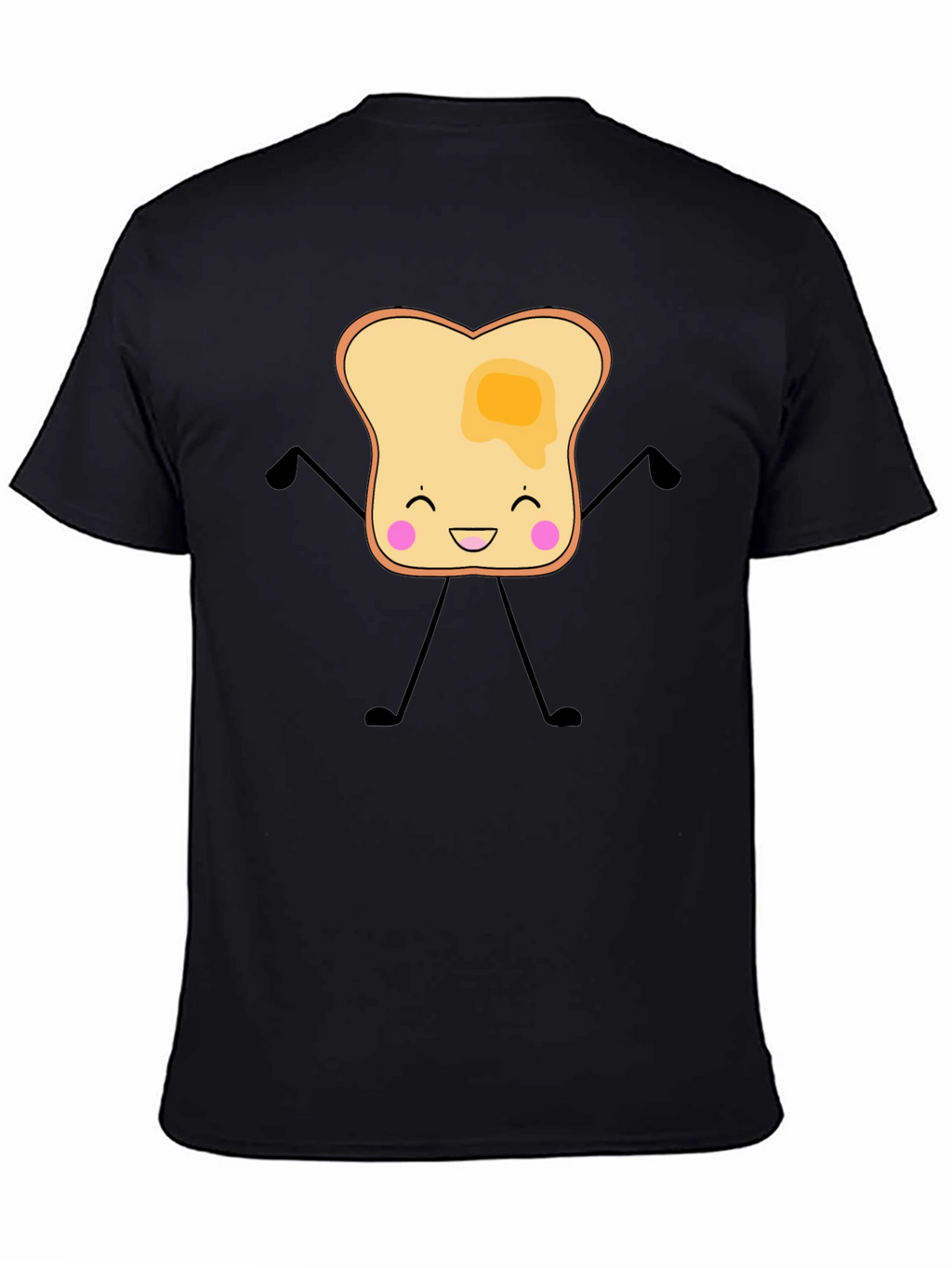 Funny Toast with Butter Graphic Black T-Shirt