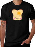 Funny Toast with Butter Graphic Black T-Shirt