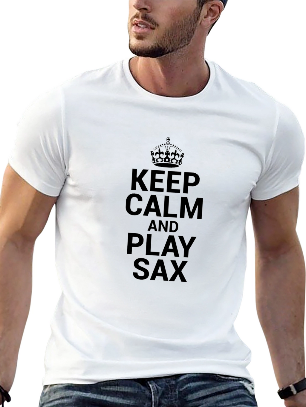 Keep Calm Play Sax Black T-Shirt