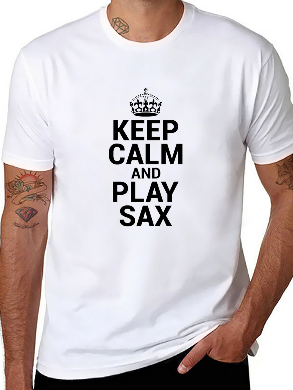Keep Calm Play Sax Black T-Shirt