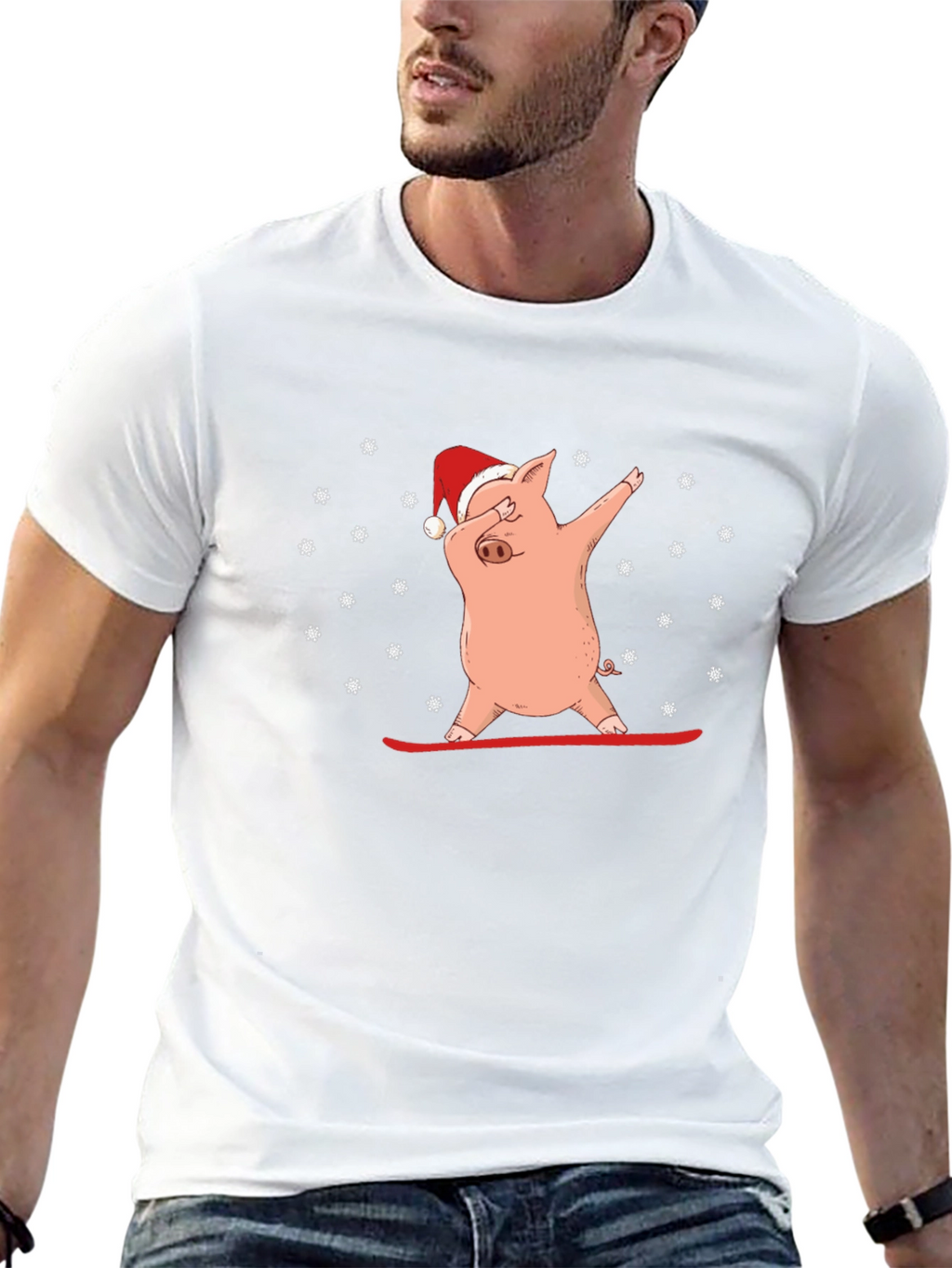 Dabbing Pig in Santa Hat T-Shirt