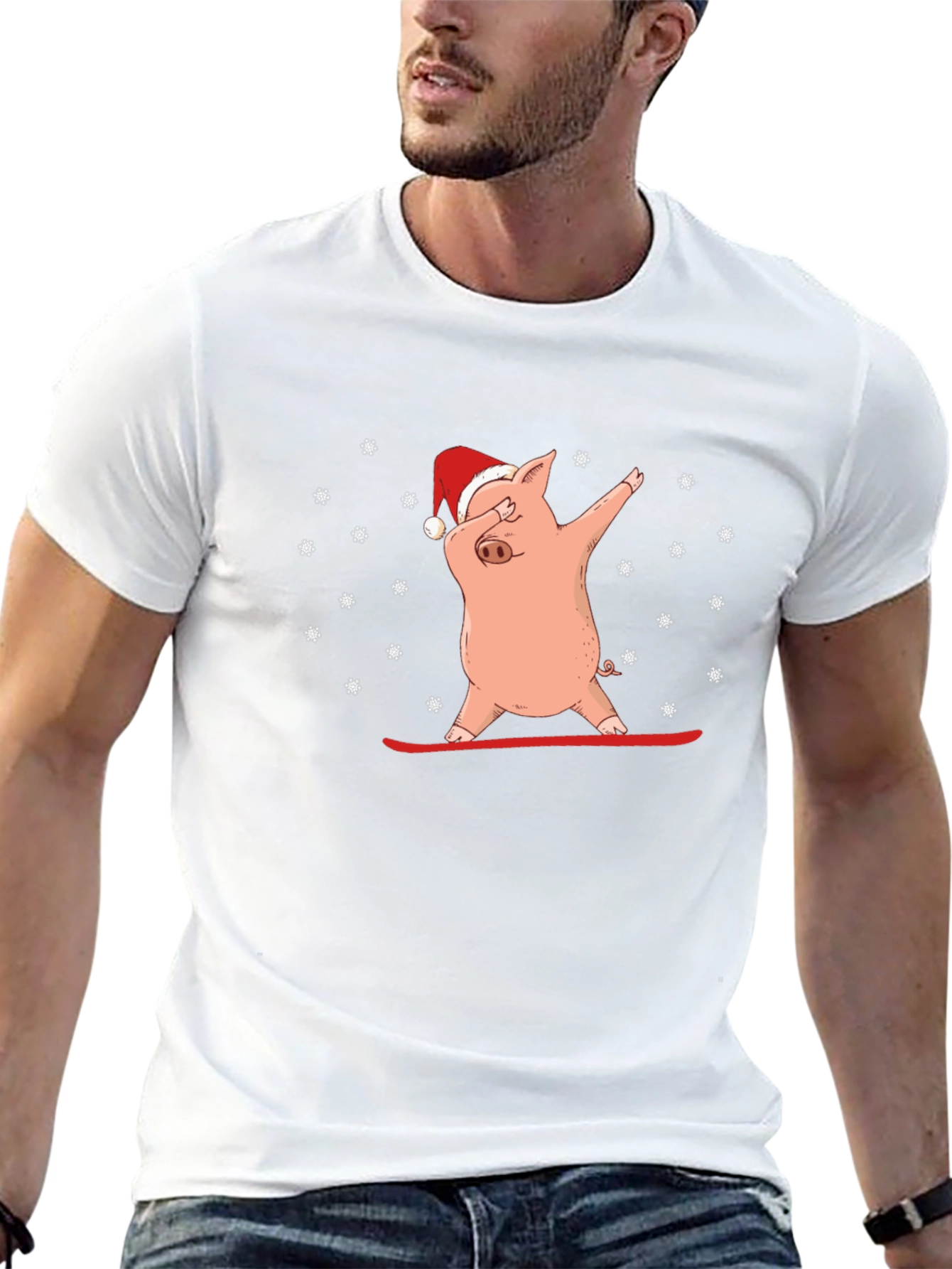 Dabbing Pig in Santa Hat T-Shirt