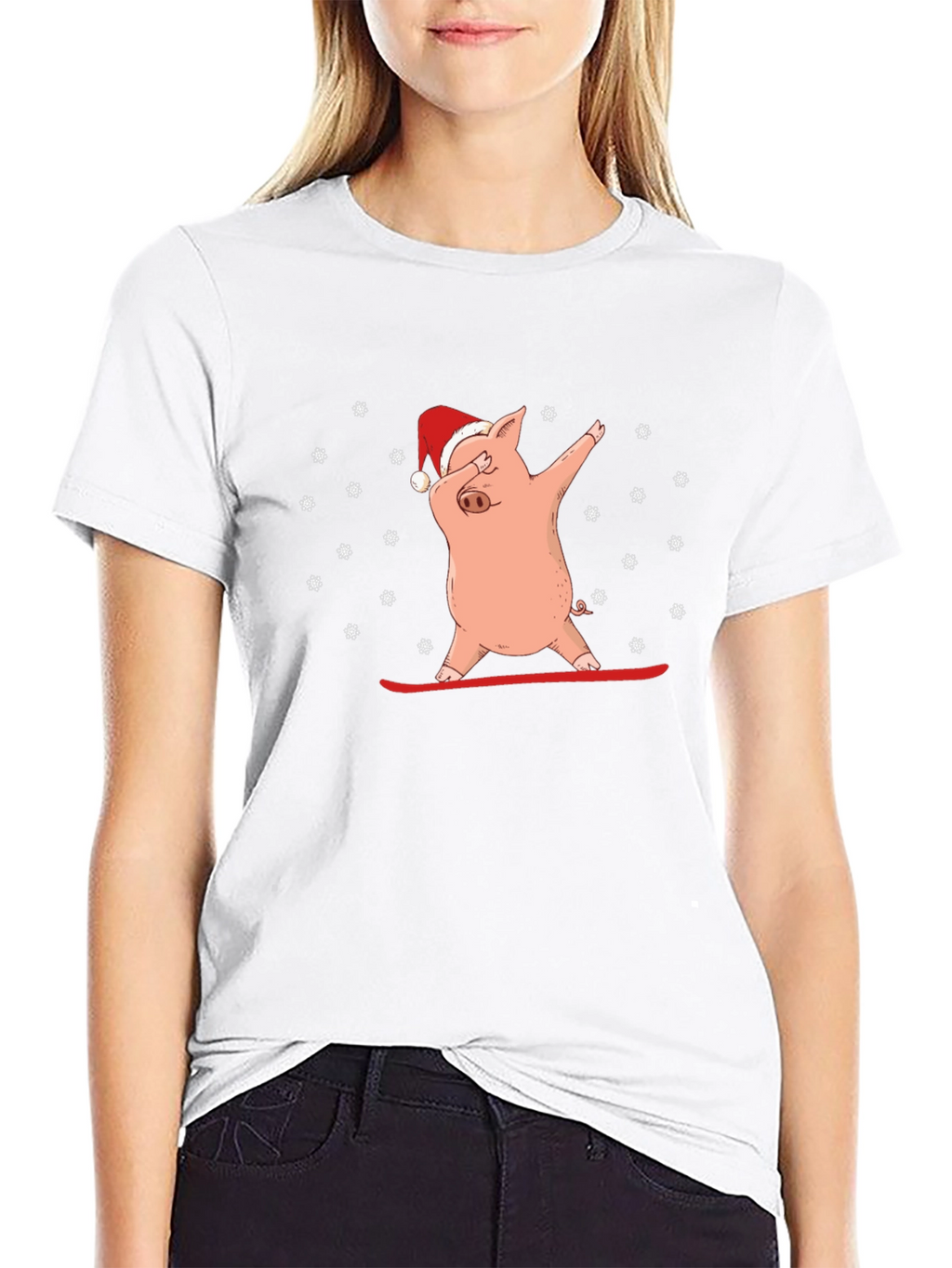 Dabbing Pig in Santa Hat T-Shirt