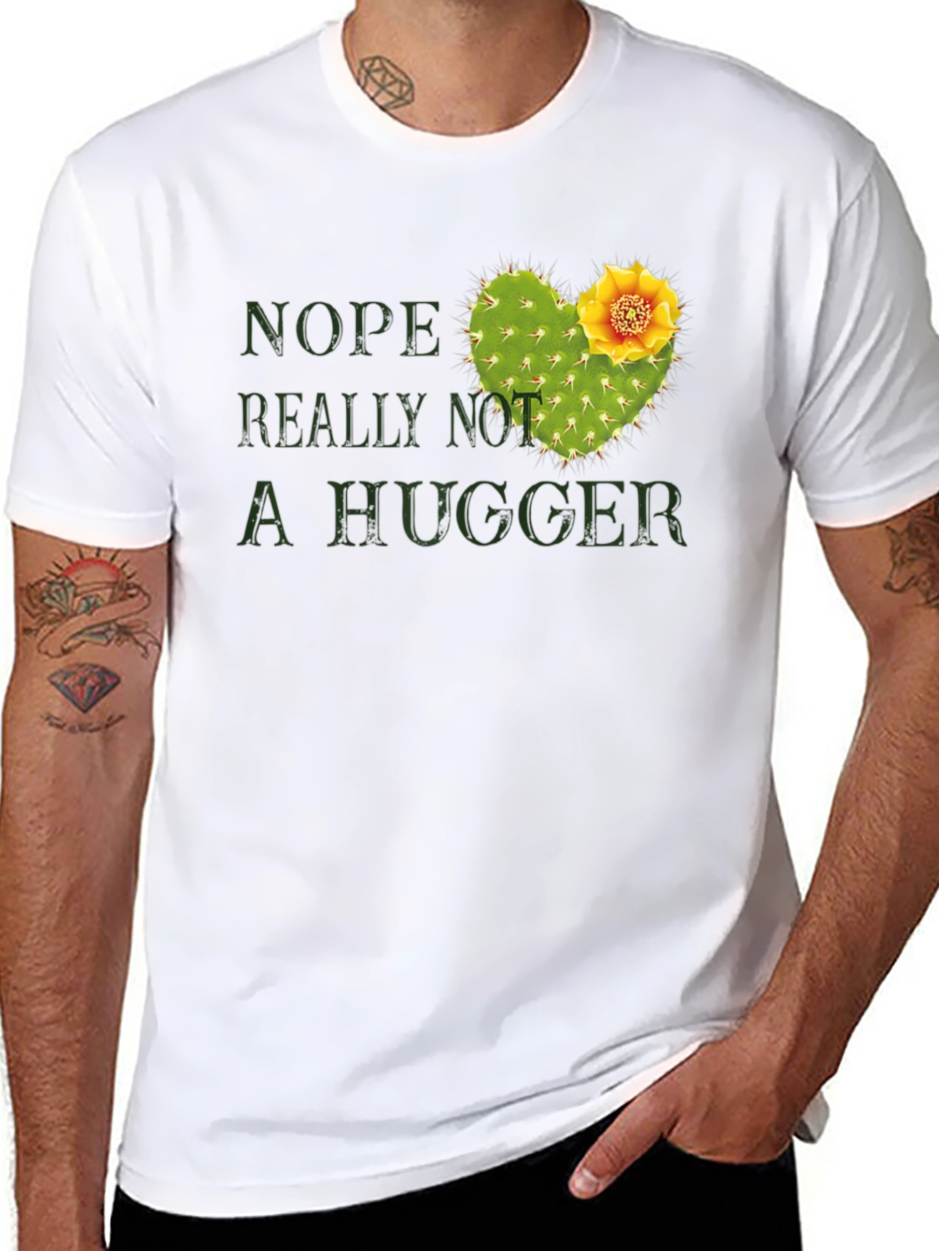 Nope Not A Hugger Cactus Graphic Tee - Unisex