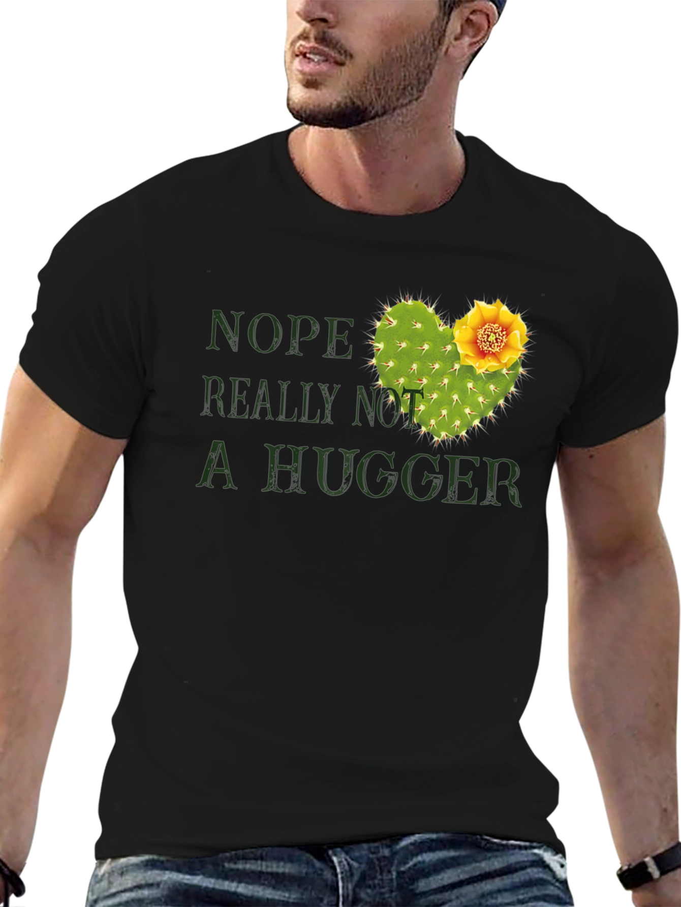 Nope Not A Hugger Cactus Graphic Tee - Unisex