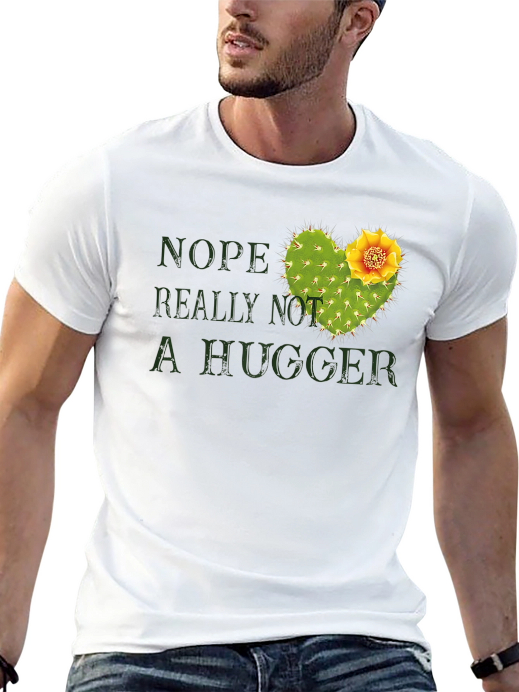 Nope Not A Hugger Cactus Graphic Tee - Unisex