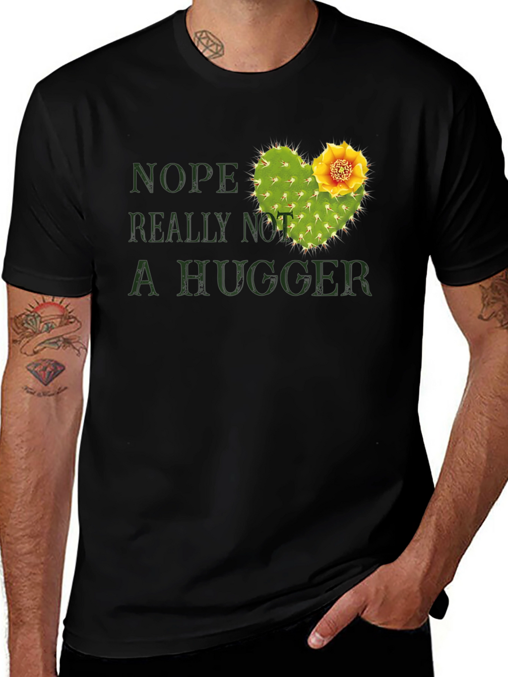 Nope Not A Hugger Cactus Graphic Tee - Unisex
