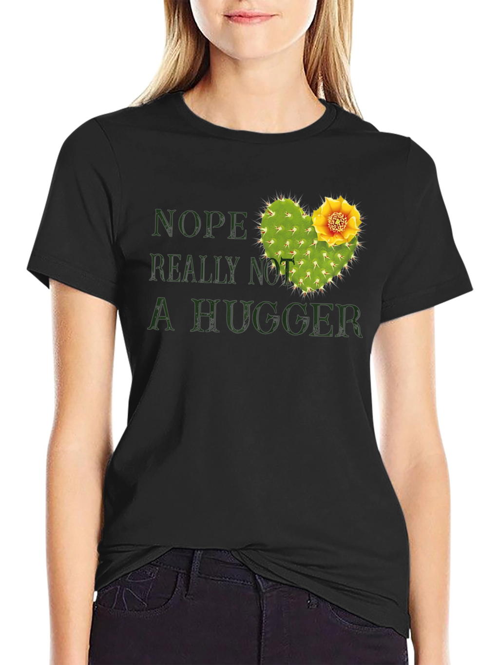 Nope Not A Hugger Cactus Graphic Tee - Unisex