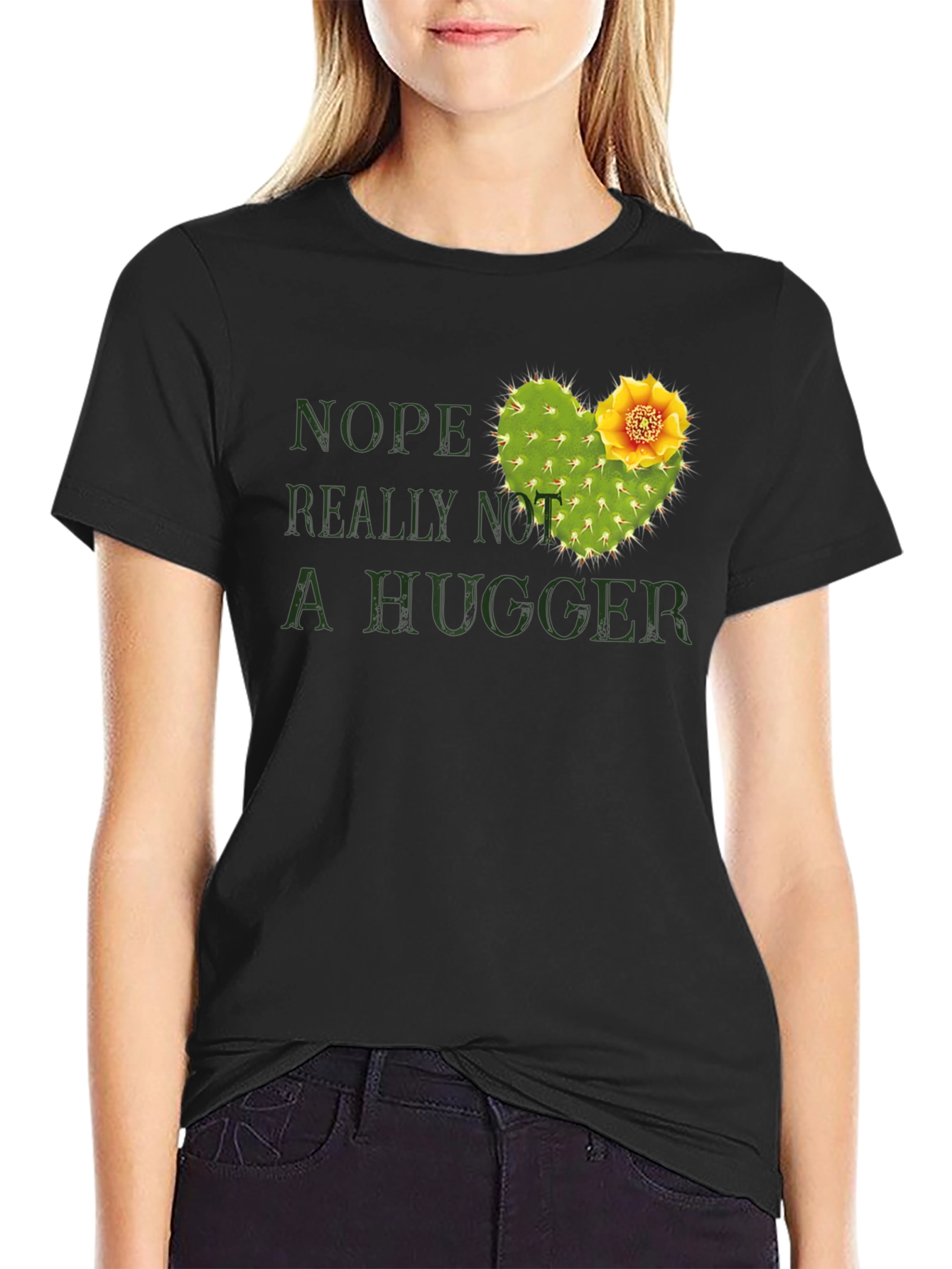 Nope Not A Hugger Cactus Graphic Tee - Unisex