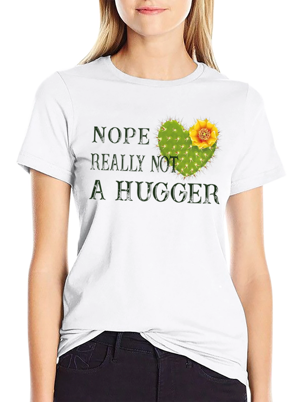 Nope Not A Hugger Cactus Graphic Tee - Unisex