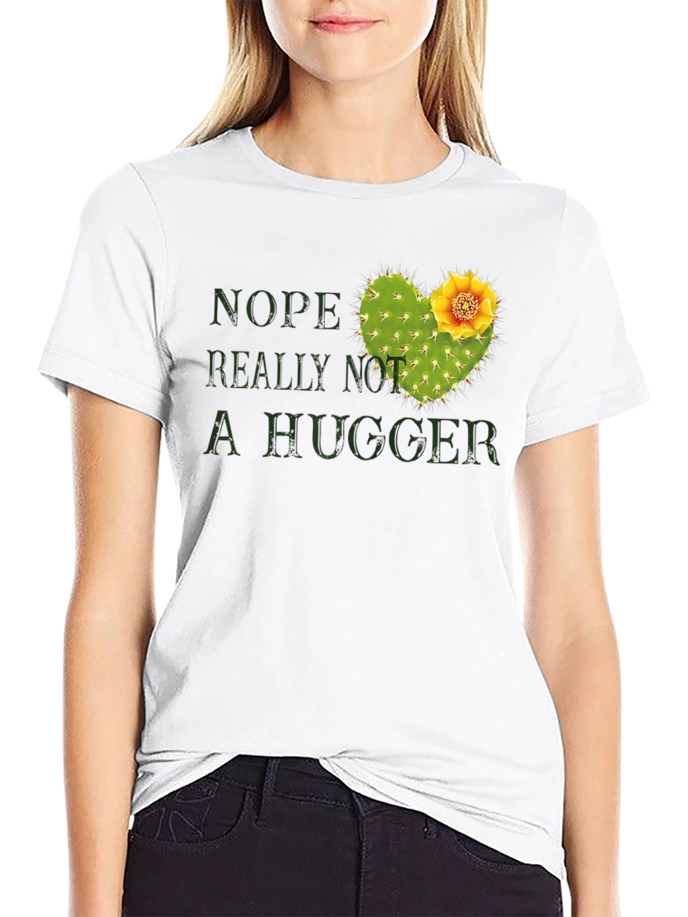 Nope Not A Hugger Cactus Graphic Tee - Unisex