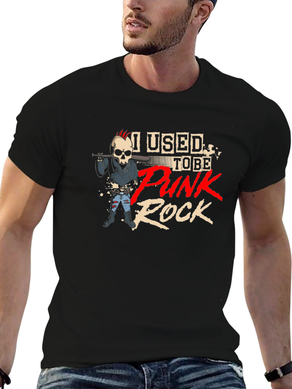 Punk Rock Skeleton Graphic T-Shirt