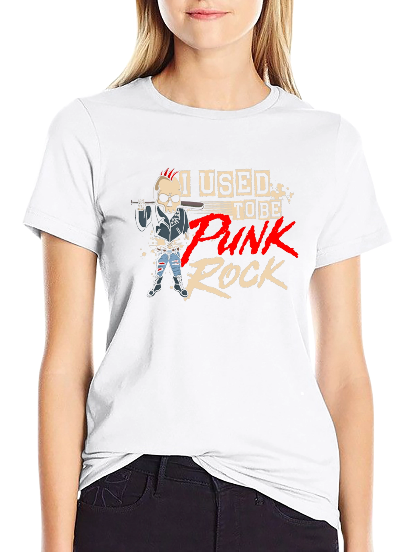 Punk Rock Skeleton Graphic T-Shirt
