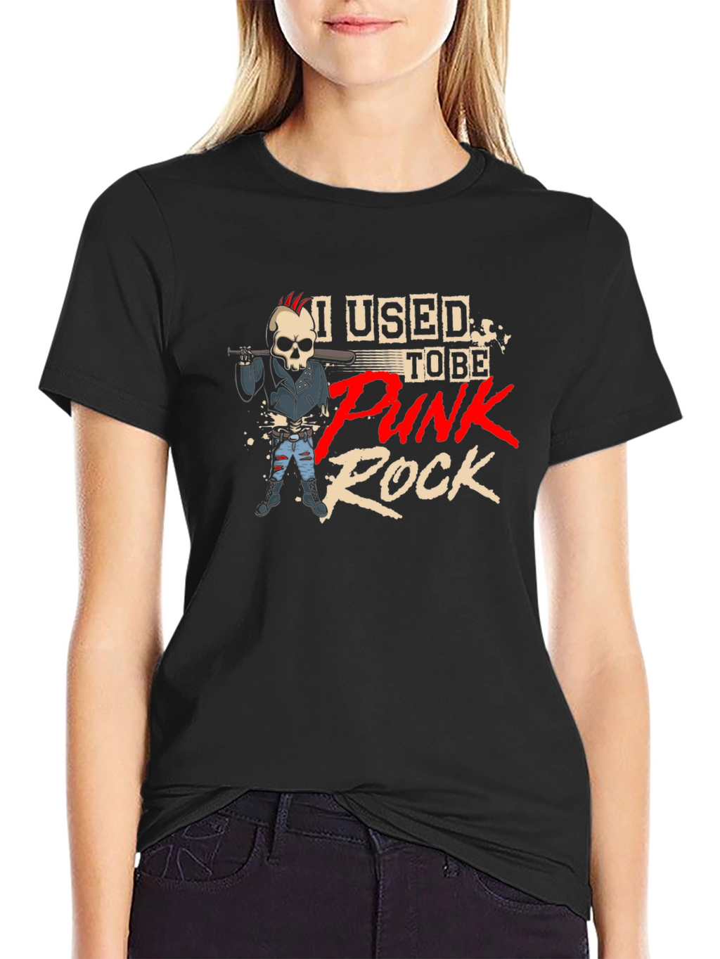 Punk Rock Skeleton Graphic T-Shirt