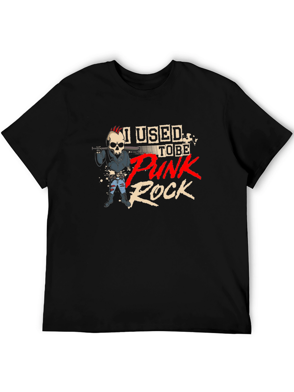 Punk Rock Skeleton Graphic T-Shirt