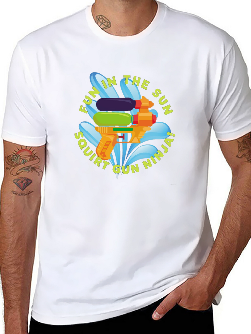 Fun in the Sun Squirt Gun Ninja Black T-Shirt