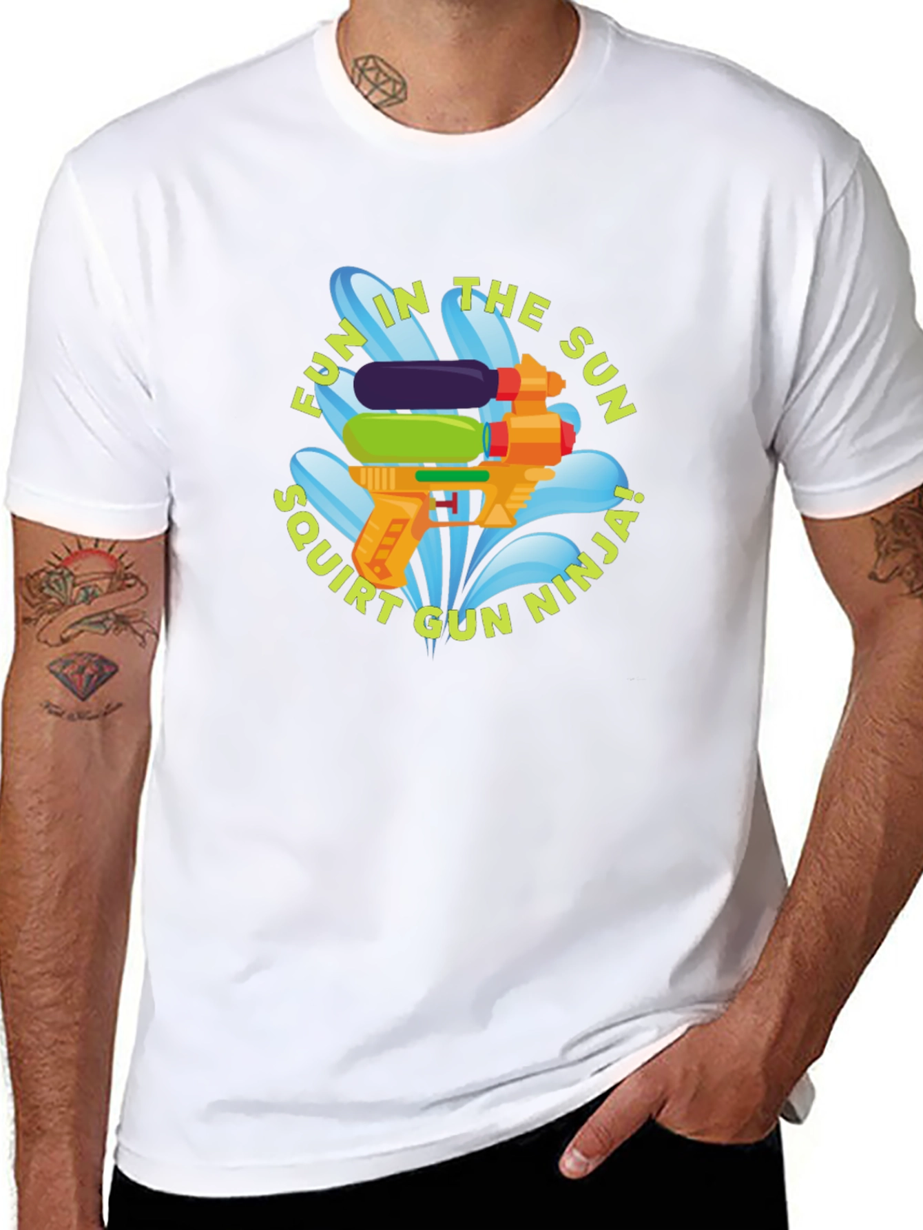 Fun in the Sun Squirt Gun Ninja Black T-Shirt