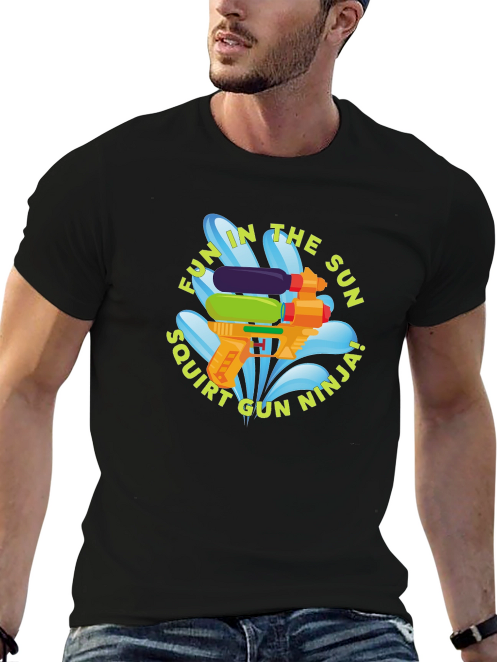 Fun in the Sun Squirt Gun Ninja Black T-Shirt