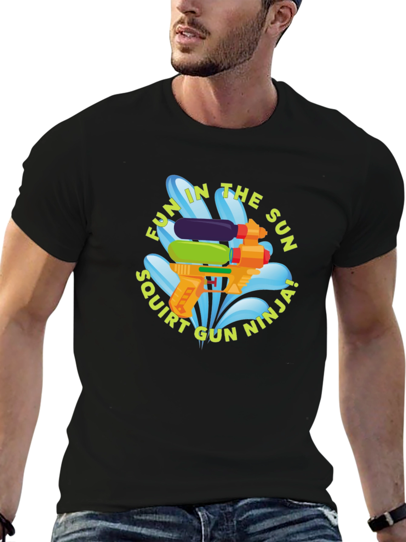 Fun in the Sun Squirt Gun Ninja Black T-Shirt