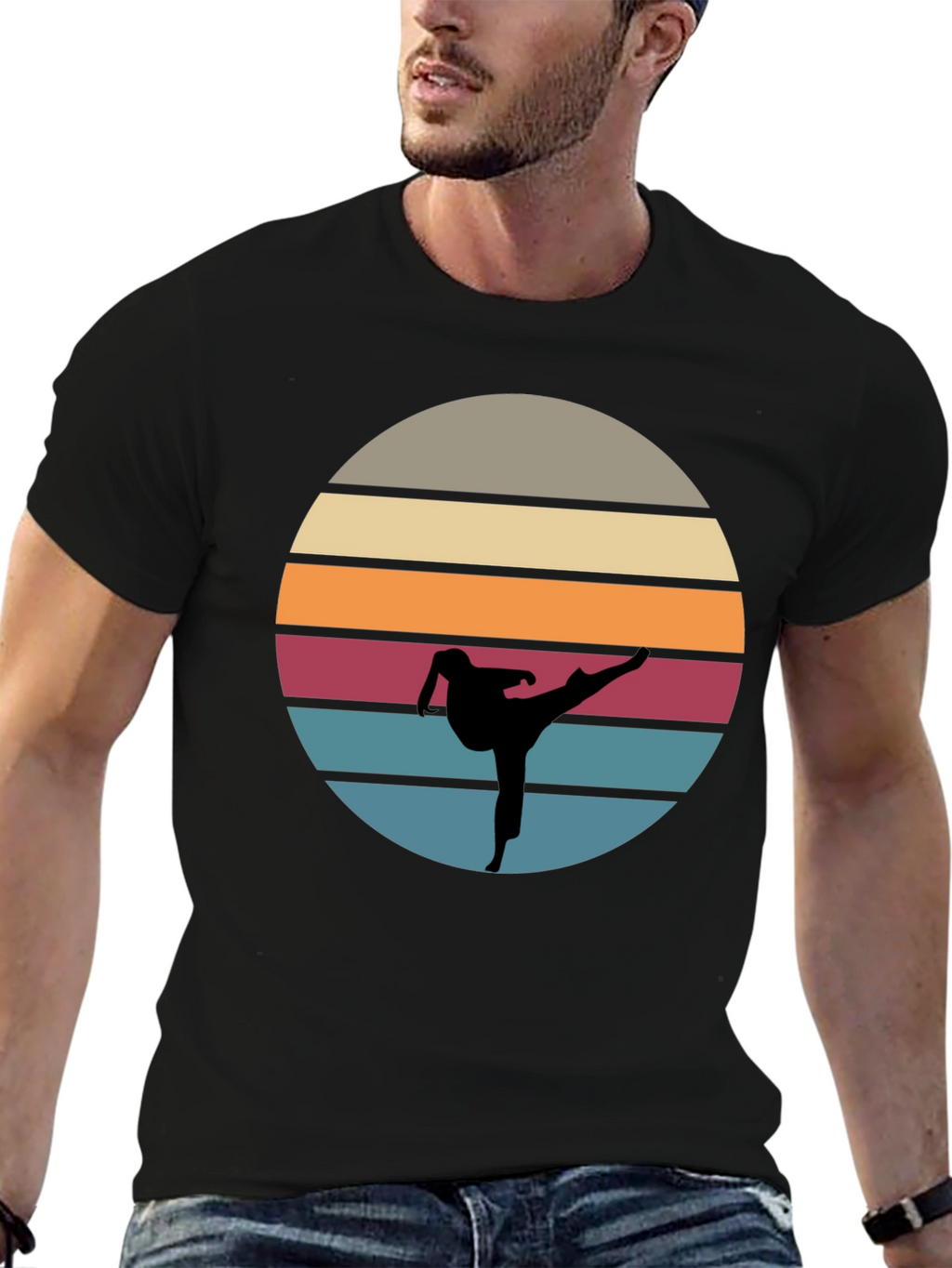 Retro Karate Sunset T-Shirt - Martial Arts Tee