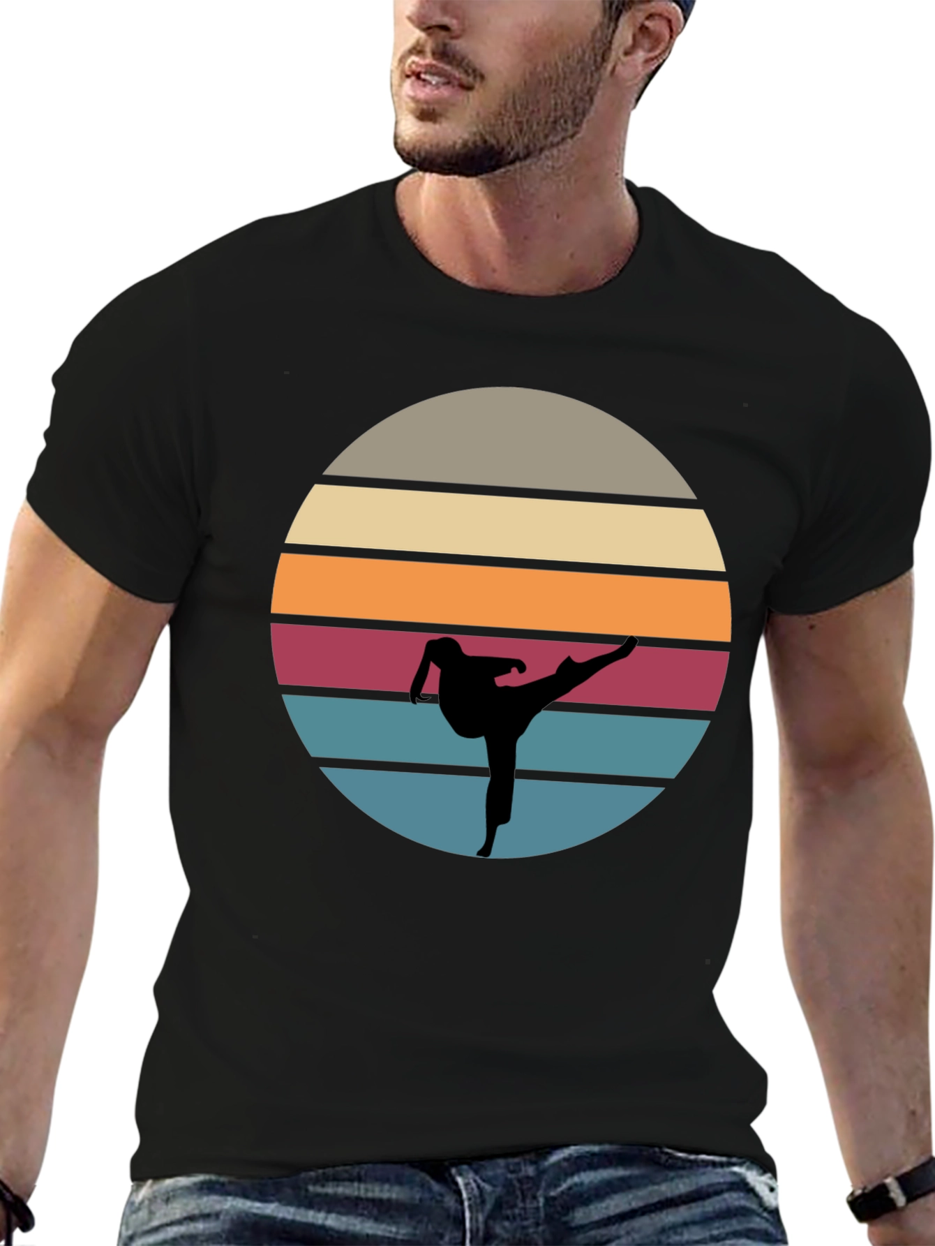 Retro Karate Sunset T-Shirt - Martial Arts Tee