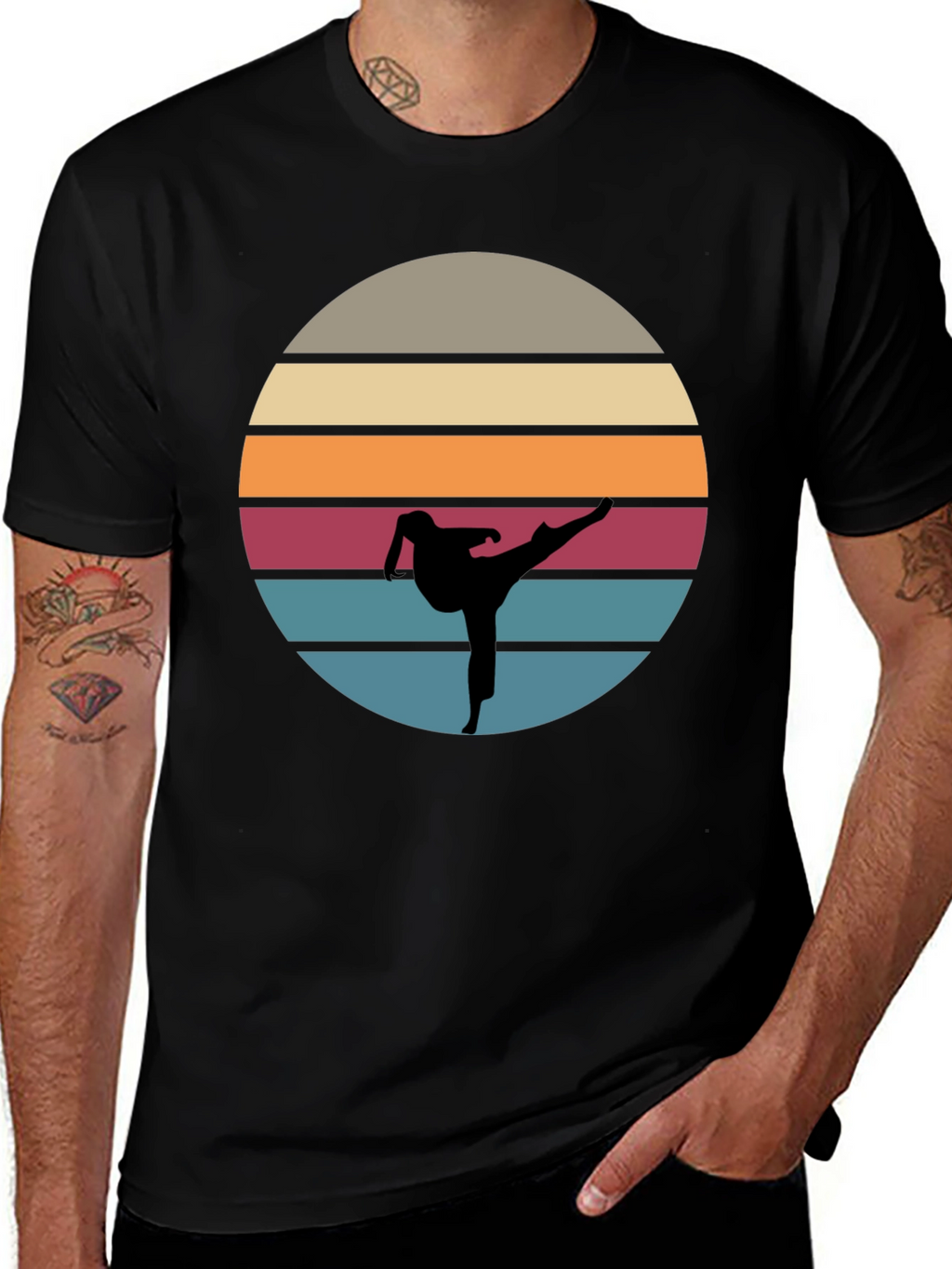 Retro Karate Sunset T-Shirt - Martial Arts Tee