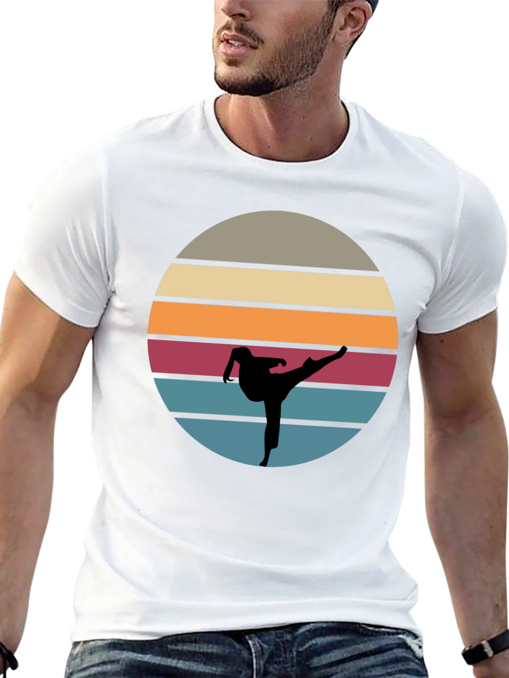 Retro Karate Sunset T-Shirt - Martial Arts Tee