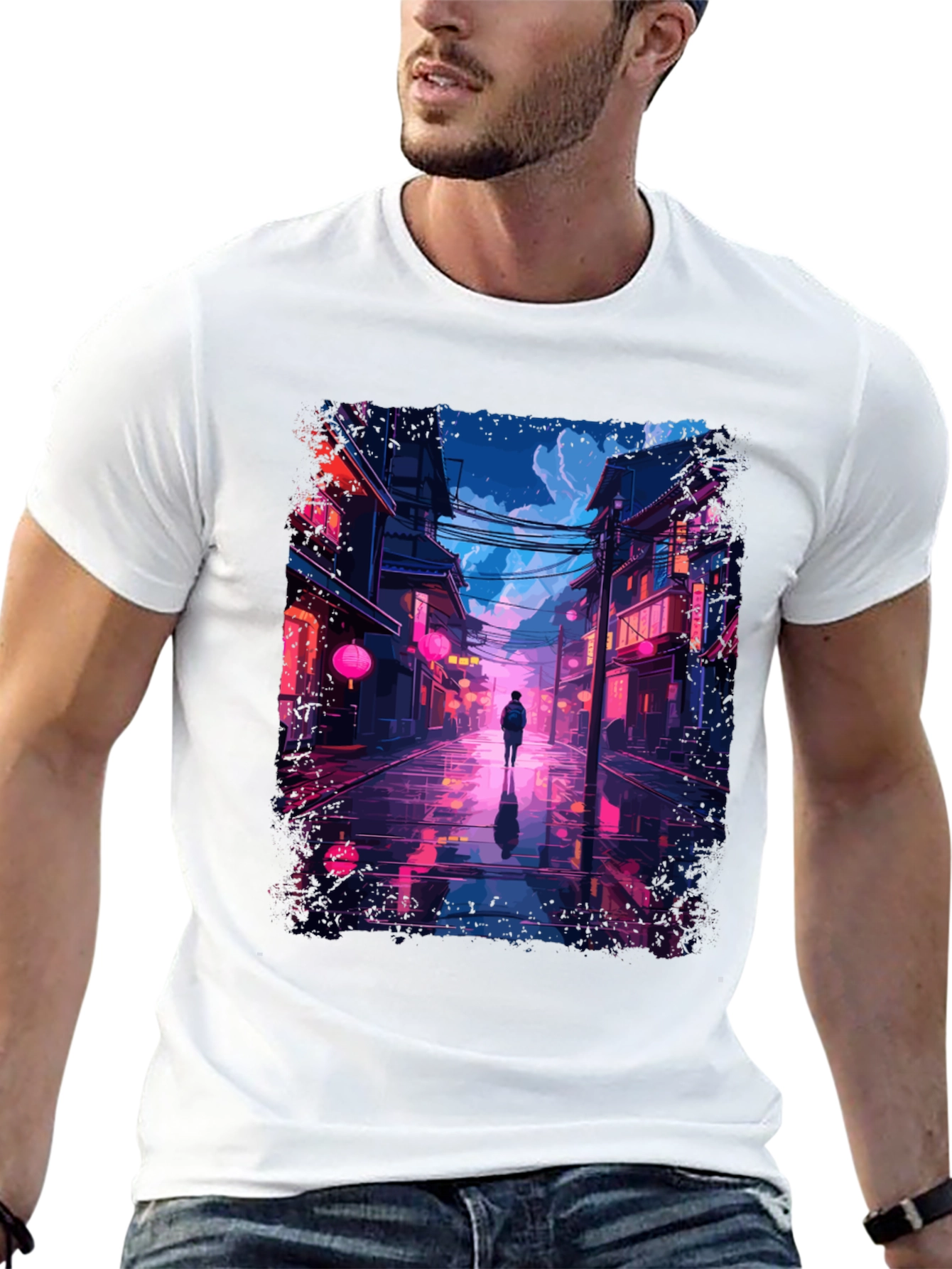 Neon Cityscape T-Shirt - Stylish Streetwear
