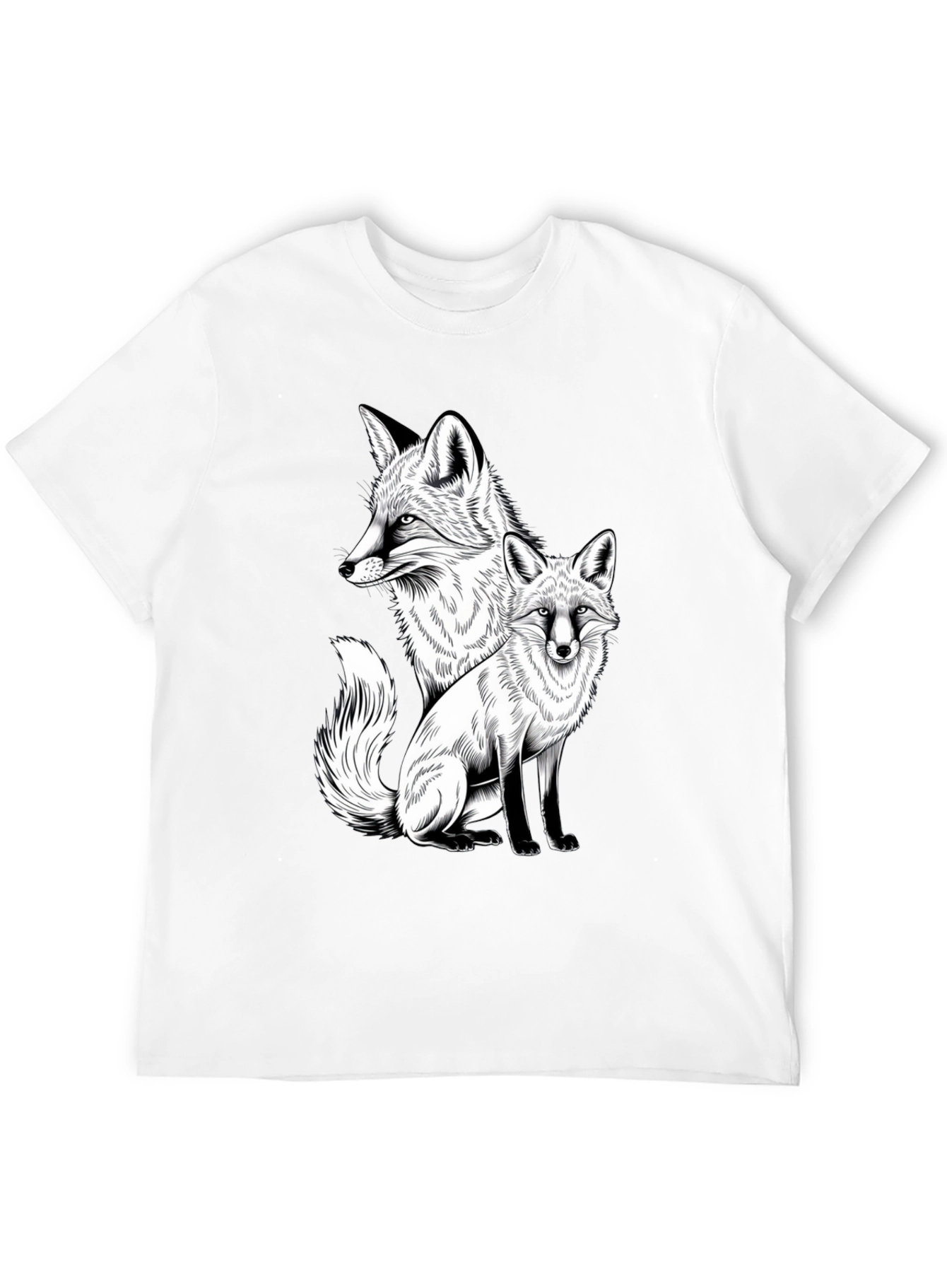Fox Graphic Print Tee - Stylish Black T-Shirt