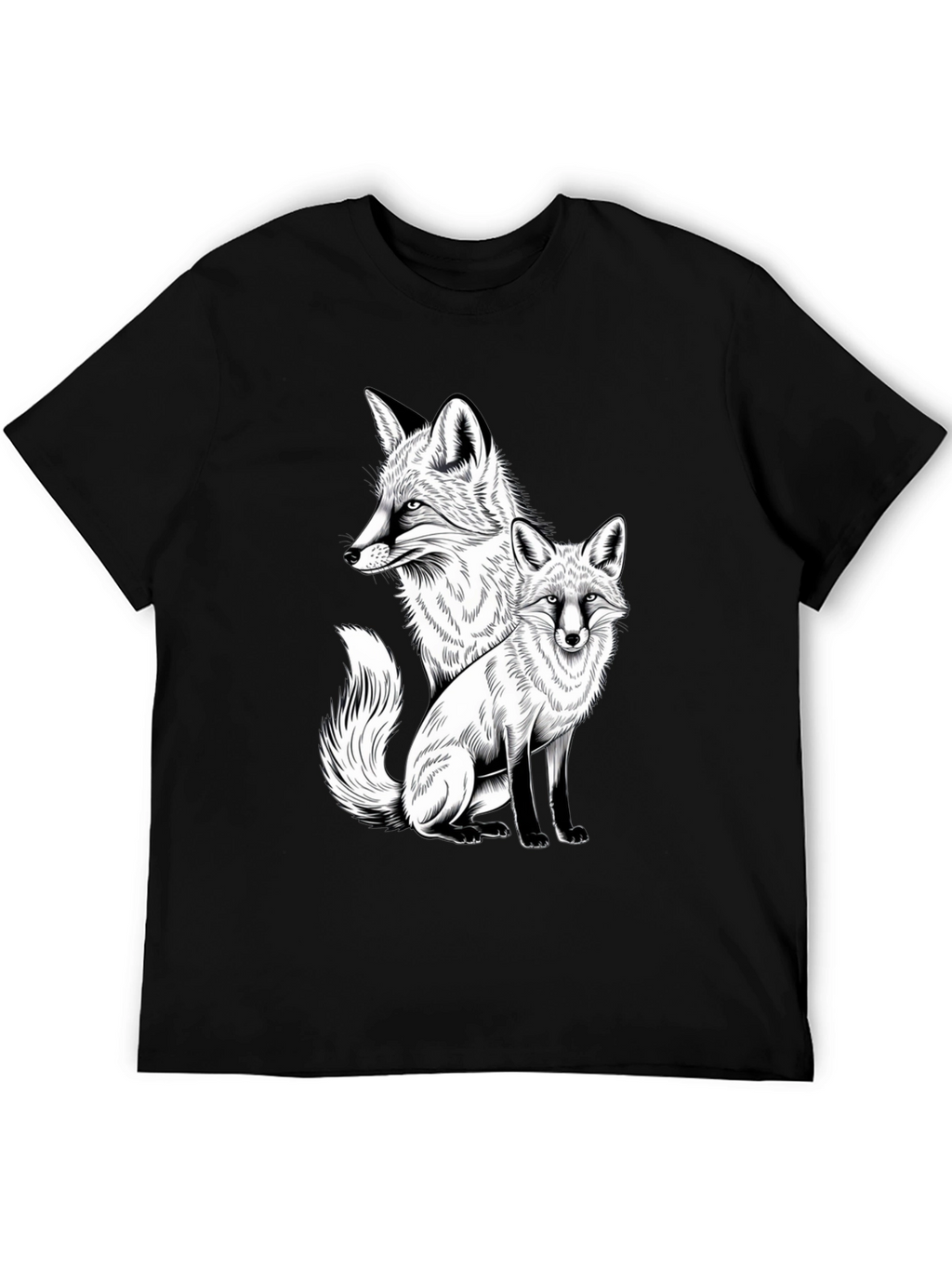 Fox Graphic Print Tee - Stylish Black T-Shirt