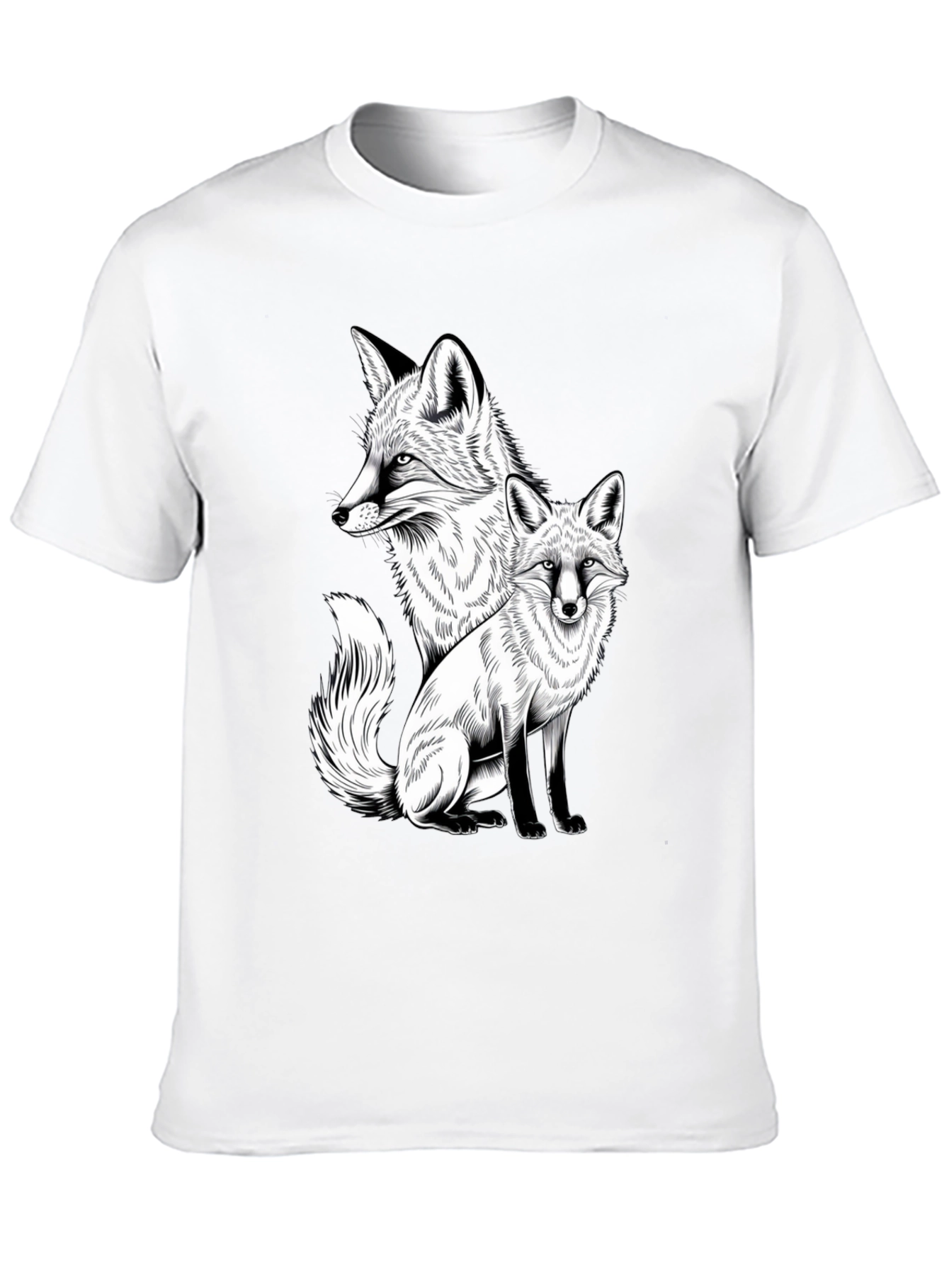 Fox Graphic Print Tee - Stylish Black T-Shirt