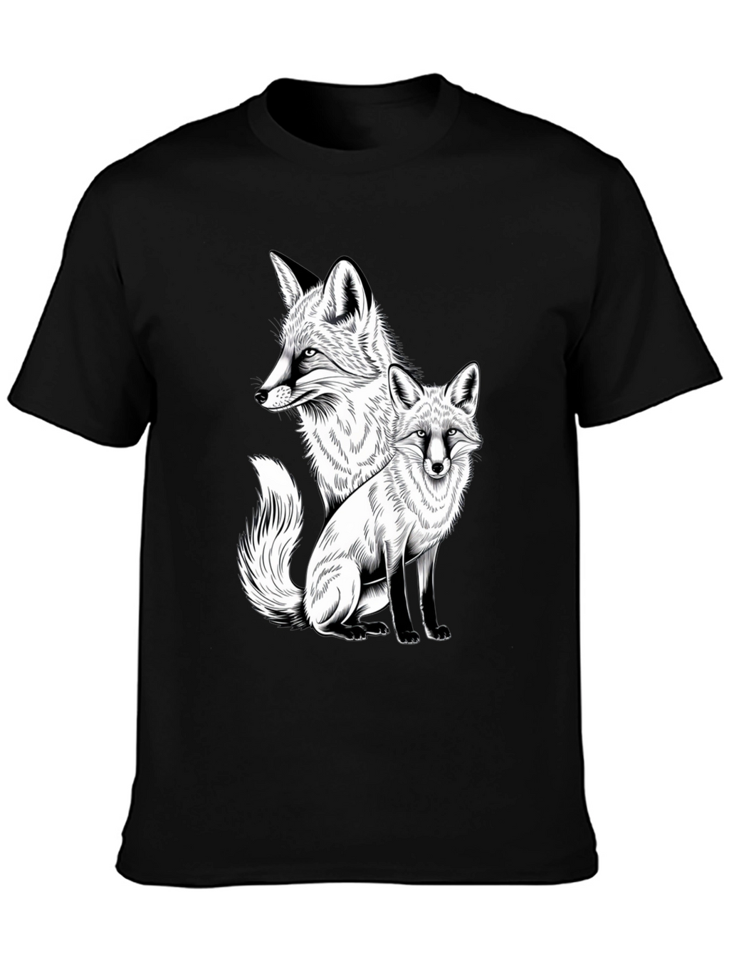 Fox Graphic Print Tee - Stylish Black T-Shirt