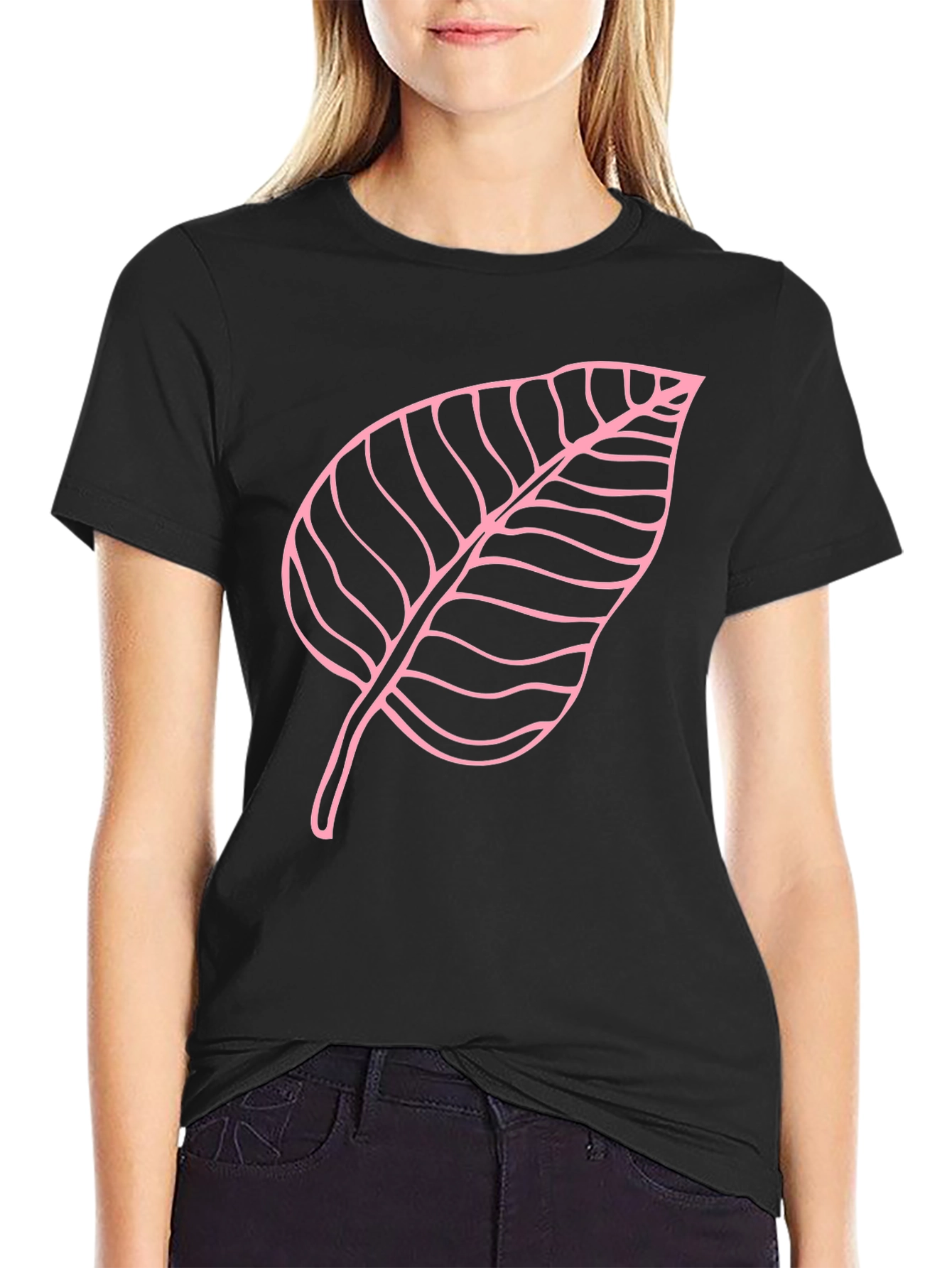 Leaf Outline Black T-Shirt