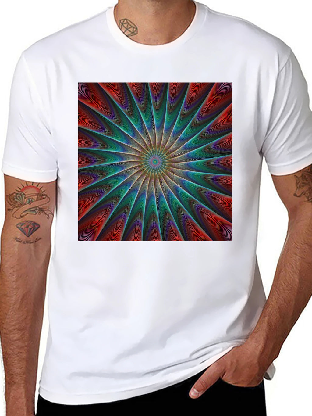 Abstract Psychedelic Pattern Black T-Shirt